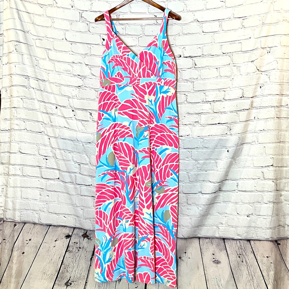 J. McLaughlin Pink Blue Sleeveless Maxi Dress Size X-Large